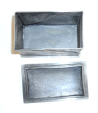 Arts & Crafts Rectangular Pewter Trinket Box Overlapping Curved Sides Lift Lid