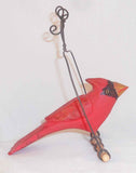 1992 Bastian Carved & Painted Wood Folk Art Red Cardinal Heart Decorated Swing