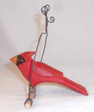 1992 Bastian Carved & Painted Wood Folk Art Red Cardinal Heart Decorated Swing