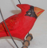 1992 Bastian Carved & Painted Wood Folk Art Red Cardinal Heart Decorated Swing