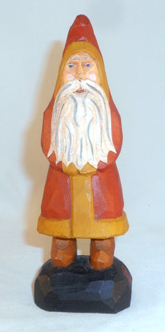 1994 Hand Carved & Painted Wood Falk Art Santa Figurine By Jonathan Bastian