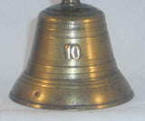 Antique Cast Brass Bell Marked "10" and Having a Long Brass Handle