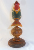 Contemporary PA Folk Art Carved Wood Long Tailed Red Head Bird High Wood Base
