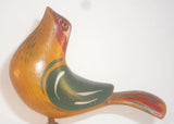 Contemporary PA Folk Art Carved Wood Long Tailed Red Head Bird High Wood Base