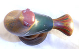 Contemporary PA Folk Art Carved Wood Long Tailed Red Head Bird High Wood Base