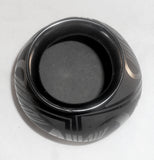 Mata Ortiz Black on Black Small Pottery Pot Geometric Design By Antonia Andrew