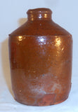 Old Manganese Glazed Redware Squat Small Bottle/Flask Round Base South East PA