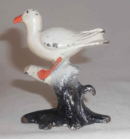 Vintage Cast Iron Figural Painted Bottle Opener Seagull Standing on Perch