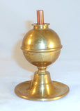 Antique Small Weighted Brass Fluid Lamp Ball-shaped Reservoir & Round Tray Base