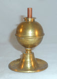 Antique Small Weighted Brass Fluid Lamp Ball-shaped Reservoir & Round Tray Base