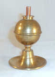 Antique Small Weighted Brass Fluid Lamp Ball-shaped Reservoir & Round Tray Base