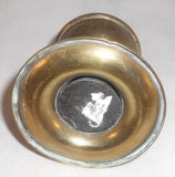 Antique Small Weighted Brass Fluid Lamp Ball-shaped Reservoir & Round Tray Base