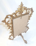 Victorian Easel Style Rectangular Brass Frame Foliate Decoration & Glass Cover