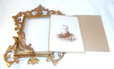 Victorian Easel Style Rectangular Brass Frame Foliate Decoration & Glass Cover