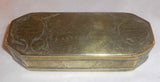 Antique Dutch Brass Tobacco Box Adam, Eve, and The Original Sin Engraving