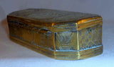 Antique Dutch Brass Tobacco Box Adam, Eve, and The Original Sin Engraving