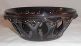 1997 Breininger Redware Glazed Small Reticulated Basket Dark Brown Color