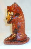 1990 Breininger Glazed Redware Figurine Bear Standing w/ Fruit Basket in Mouth