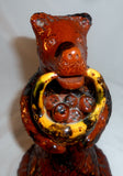 1990 Breininger Glazed Redware Figurine Bear Standing w/ Fruit Basket in Mouth