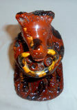 1990 Breininger Glazed Redware Figurine Bear Standing w/ Fruit Basket in Mouth