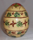 2007 Breininger Glazed Redware Large Yellow Easter Egg Sgraffito Tulips & Leaves