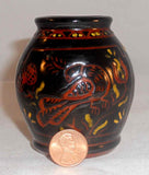 1993 Breininger Redware Miniature Jar Sgraffito Distelfink Tulips Moravian Color