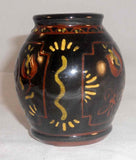 1993 Breininger Redware Miniature Jar Sgraffito Distelfink Tulips Moravian Color