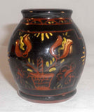 1993 Breininger Redware Miniature Jar Sgraffito Distelfink Tulips Moravian Color