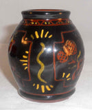 1993 Breininger Redware Miniature Jar Sgraffito Distelfink Tulips Moravian Color