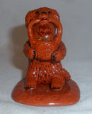 2007 Breininger Redware Miniature Figurine Dog Sitting on Behind Basket in Mouth