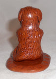 2007 Breininger Redware Miniature Figurine Dog Sitting on Behind Basket in Mouth