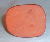 2007 Breininger Redware Miniature Figurine Dog Sitting on Behind Basket in Mouth