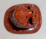 2007 Breininger Redware Miniature Figurine Dog Sitting on Behind Basket in Mouth