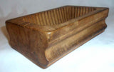 Antique Carved Wood Brick Shaped Butter Mold Fluted Sides and Floral Design