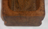 Antique Carved Wood Brick Shaped Butter Mold Fluted Sides and Floral Design