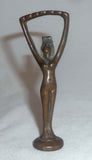 Antique Art Nouveau Bronze Bottle Opener Nude Woman With Arms Up Nice Patina