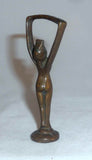 Antique Art Nouveau Bronze Bottle Opener Nude Woman With Arms Up Nice Patina