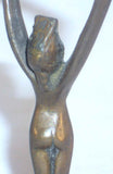 Antique Art Nouveau Bronze Bottle Opener Nude Woman With Arms Up Nice Patina