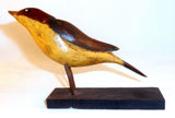Antique Folk Art Single Piece of Hard Wood Carved & Polychrome Painted Songbird