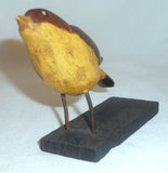 Antique Folk Art Single Piece of Hard Wood Carved & Polychrome Painted Songbird