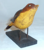 Antique Folk Art Single Piece of Hard Wood Carved & Polychrome Painted Songbird