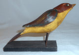 Antique Folk Art Single Piece of Hard Wood Carved & Polychrome Painted Songbird