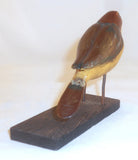Antique Folk Art Single Piece of Hard Wood Carved & Polychrome Painted Songbird