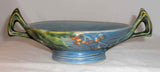 1940s Roseville Art Pottery Blue Bushberry Footed Bowl w/ Two Handles 412-6"