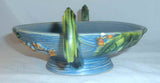 1940s Roseville Art Pottery Blue Bushberry Footed Bowl w/ Two Handles 412-6"