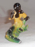 Old Painted Cast Iron Bottle Opener Alligator Chasing Boy Nipping at His Pants