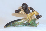 Vintage Painted Cast Iron Bottle Opener Alligator Chasing Boy Nipping His Pants