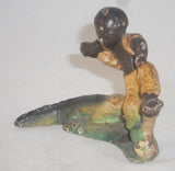 Vintage Painted Cast Iron Bottle Opener Alligator Chasing Boy Nipping His Pants