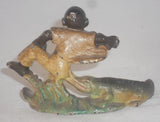 Vintage Painted Cast Iron Bottle Opener Alligator Chasing Boy Nipping His Pants