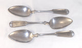 Three Antique Pewter Tablespoons Marked C Parker & Co. Heart & Leaves Decoration